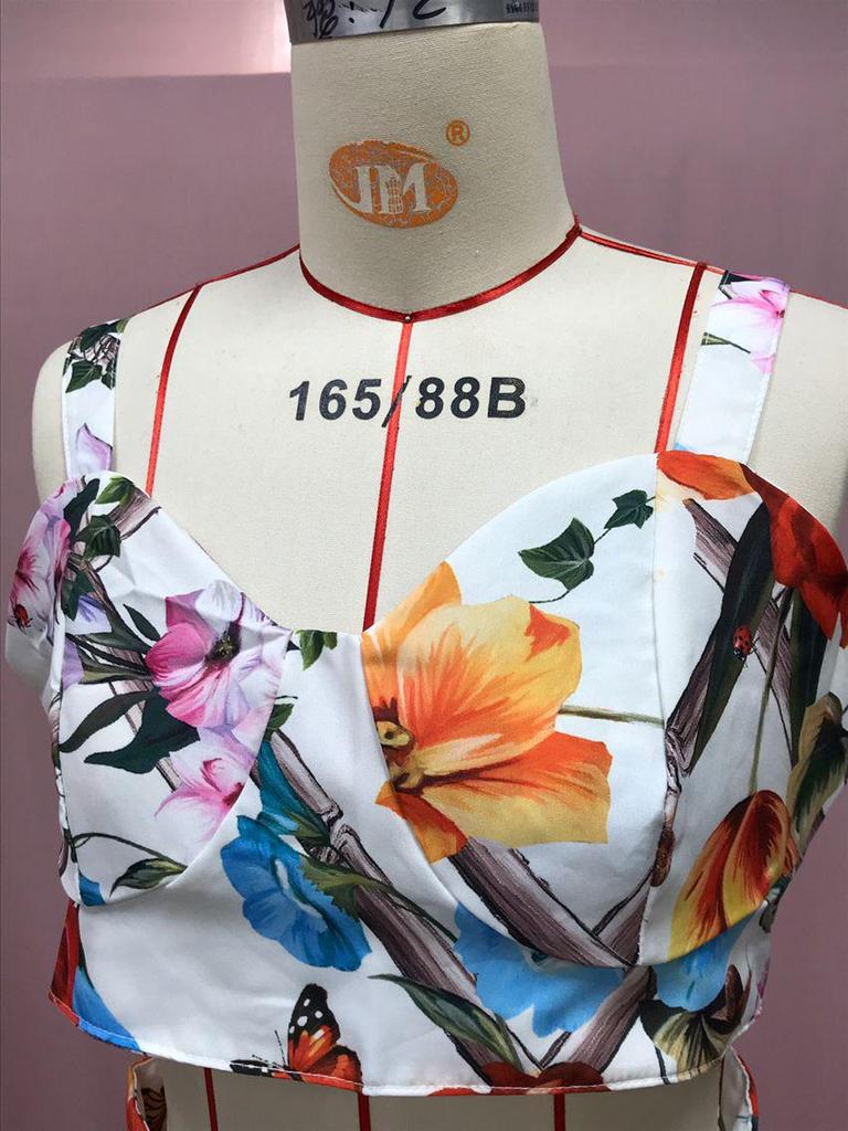 2025 Весна/Лето Женский Сексуальный Европейский и Американский Женский Комплект Платьев с Подтяжками и Принтом - Пляжный Комплект Из Двух Частей