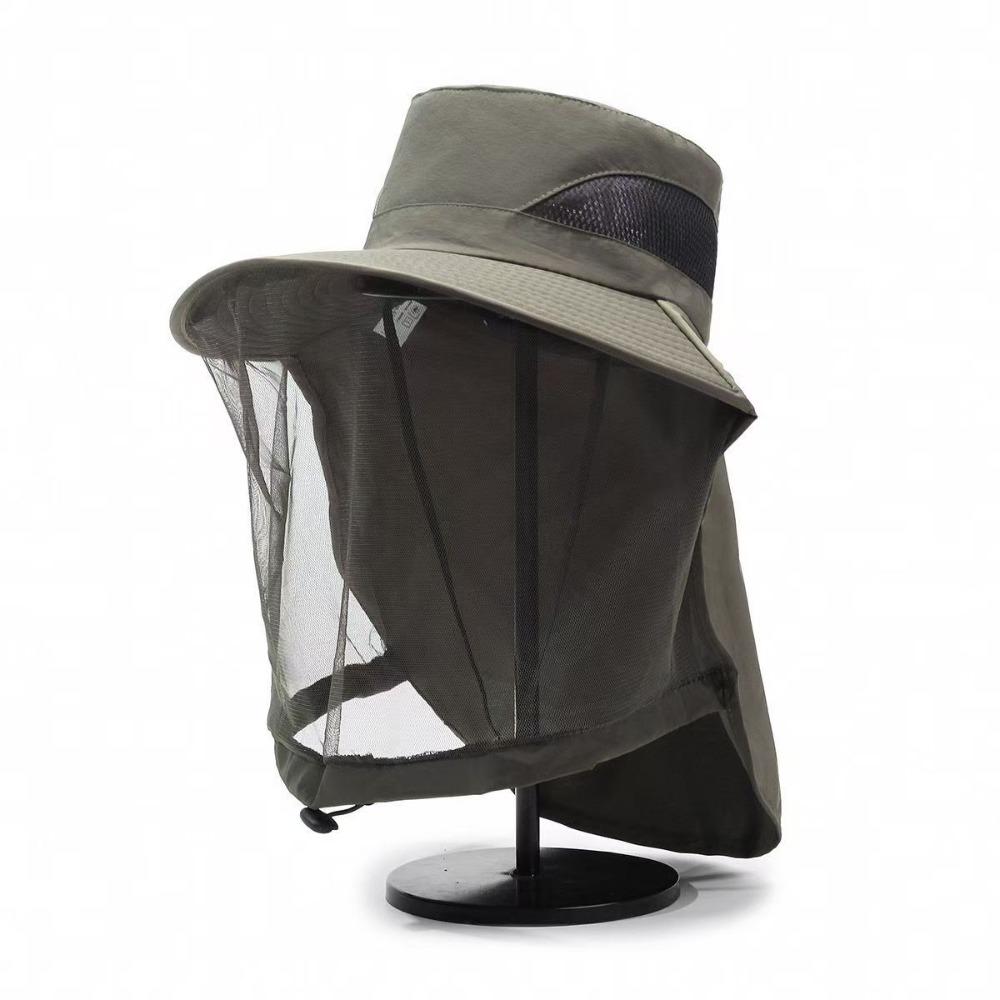 Foldable Net Cover Fisherman Hat Wide Brim Sun Protection Hat Breathable Bee Mosquito Hat Fishing