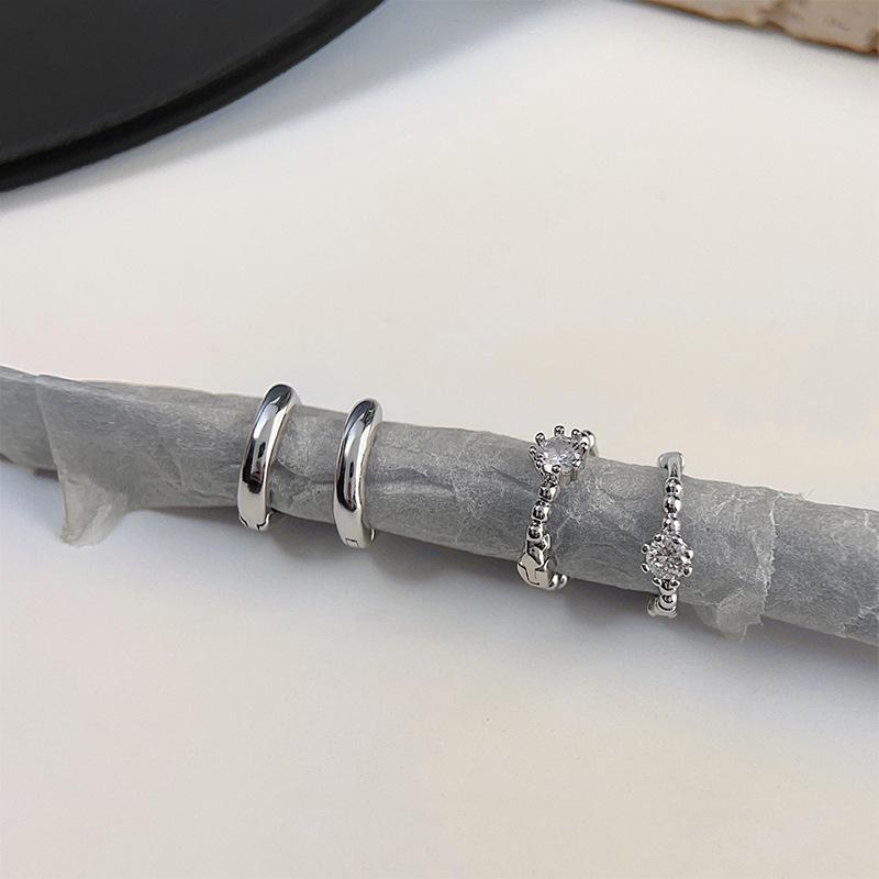 Корейская мода одиночные серьги-пряжки из циркония женские Ins Cold Wind Light Luxury Plain Ring Ears Ears