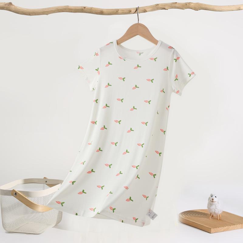 Летняя мультяшная ночная рубашка для девочек - Дышащая пижама свободного кроя для малышек