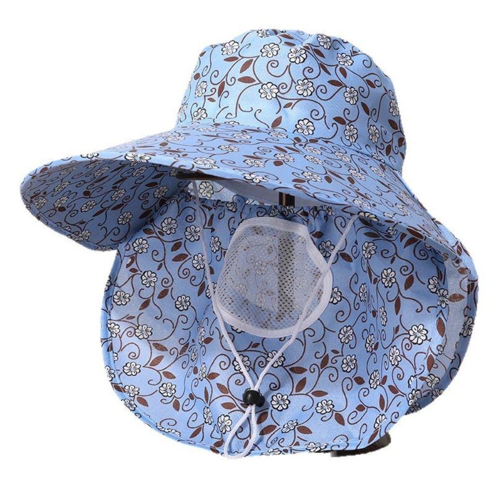 Face Mask Sunshade Shawl Cap Printing Agricultural Work Hat Casual Wide Brim Sun Hat Outdoor