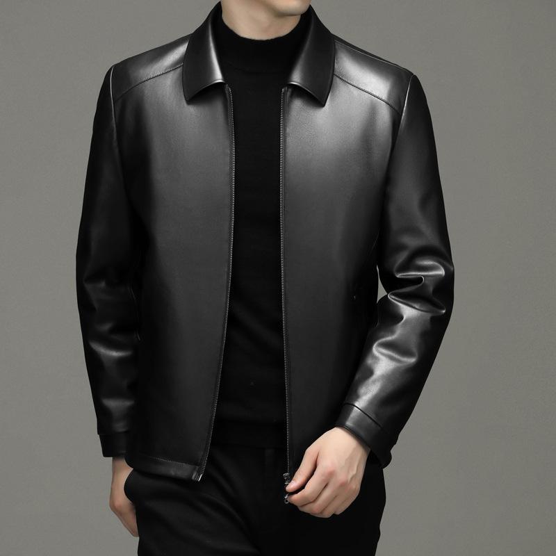 Новая зимняя кожаная куртка-пуховик мужская модная тонкая 90% белая утиная пуховая мужская стираная куртка из искусственной кожи