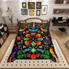 Homewish Hippie Bird Animal Duvet Cover Set For Teens,Mandala Orange Flower Botanical Bedding Set,Countryside Bed Set