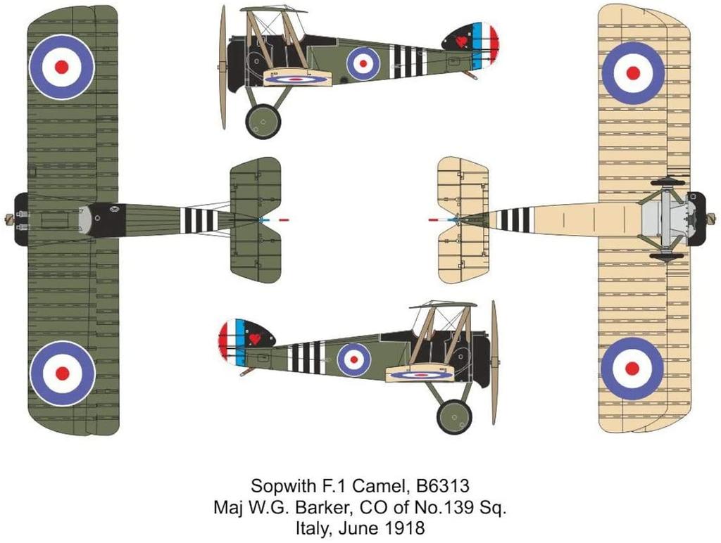 Баром Королевские ВВС Sopwith Camel Биплан Истребитель Набор из 2 Пластиковая Модель CV14417 1/144 F.1