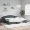Extendable Daybed with Mattresses Dark Grey 100x200 cm Velvet