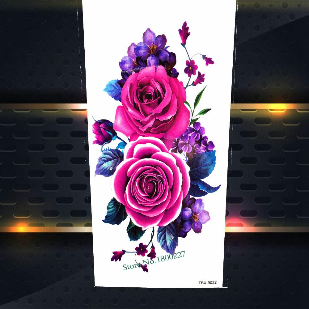 1PC Watercolor Rose Temporary Tatoo Chain Fake Jewelry Bracelet Flash Tatoo For Women Body Art Tatoo