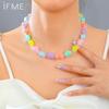 Бохо красочное сердце любви бисерное ожерелье для женщин мода допамин девушки смола ключица цепочка чокер ювелирные изделия Y2K аксессуары