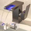 Elegant Copper Sink Faucet With Led Waterfall Cascade For Hot And Cold Water Usage