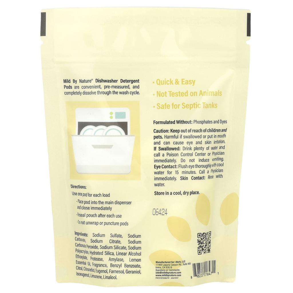 Automatic Dishwasher Detergent Pods, Lemon Scent, 10 Pods, 180G(6.3Oz)