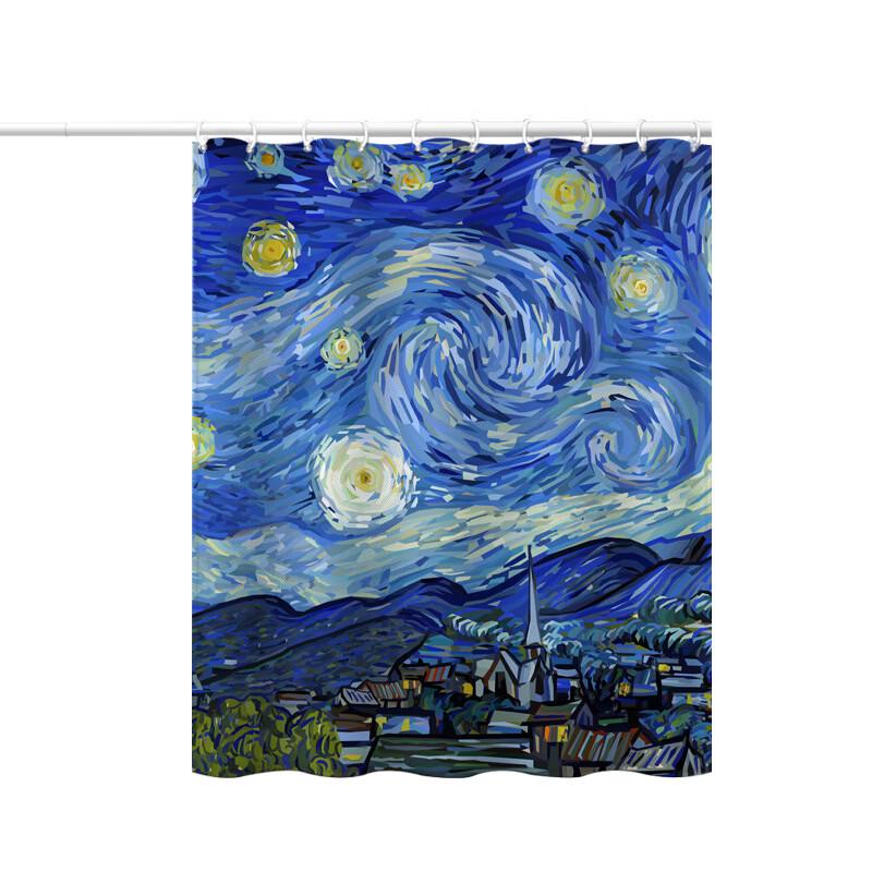 Artistic Print Shower Curtain with Hooks