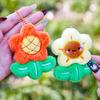 Keychain Soft Plush Sunflower Pendant with Smile Face Text Design Healing Shape Backpack Keys Bags Car