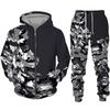 Модные камуфляжные мужские спортивные костюмы с 3D принтом, повседневная толстовка на молнии + брюки, комплекты из 2 предметов, толстовка большого размера, трендовая мужская одежда