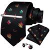 Men's Tie Silk Paisley Classic Wedding Necktie and Pocket Square Cufflinks Set