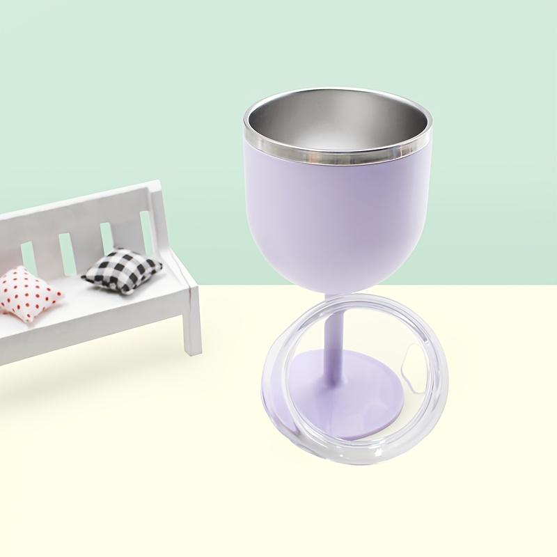 1Pc, 4oz High Aesthetic Value Water Cup With A Tall Handle, 304 Stainless Steel Inner Lining, Transparent Lid, Available In Multiple Colors, Suitable