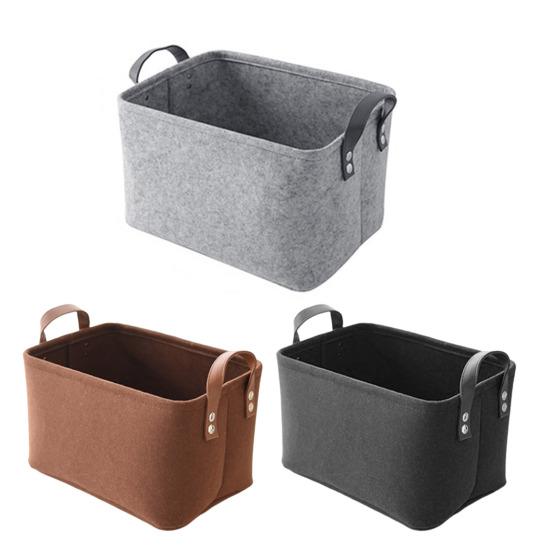 Felt Storage Basket Large Capacity Foldable Organizer with Sturdy Handles for Clothes
