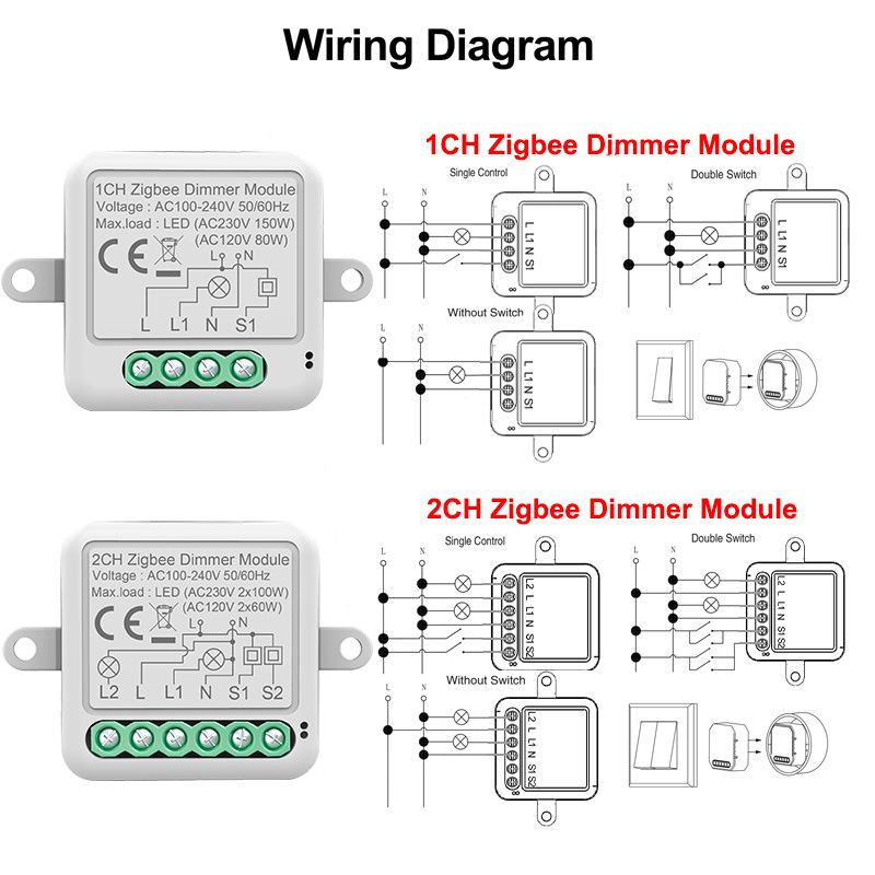 Модуль интеллектуального диммера Tuya ZigBee 3.0 поддерживает 2-позиционный переключатель с регулировкой яркости, работает с Alexa Alice Google Home Smart Life