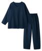 Nissen Cotton Size L Women's Pajama/Loungewear Set, Triple-Layer 100% Gauze, Navy,
