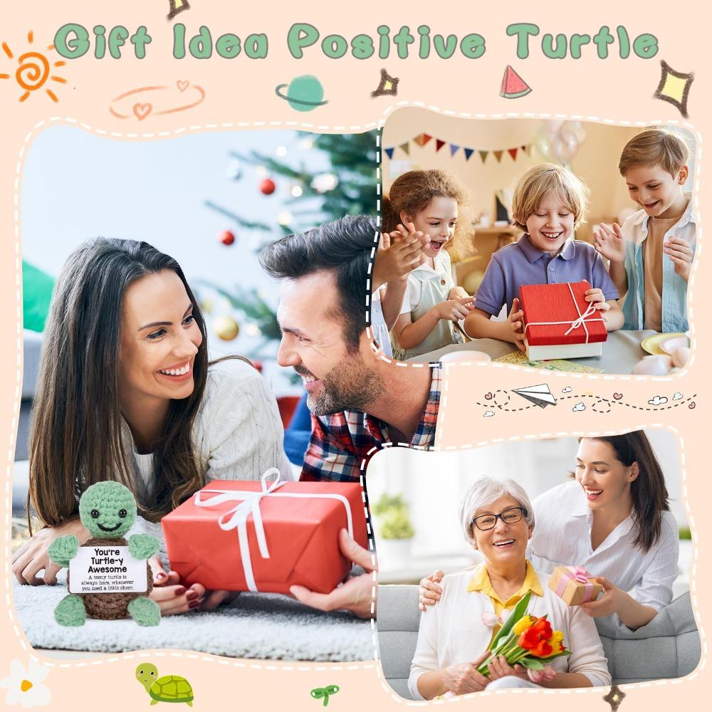 Handmade Positive Turtle Gifts Mini Stuffed Doll Toys Funny Desktop Ornaments  for Women Men