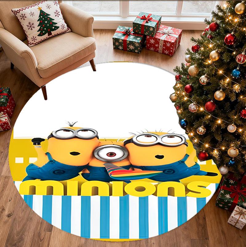 Minions Pattern Round Rug, Indoor/Outdoor Mat, for Picnic, Gameroom, Bedroom, Office, Living Room, Home Decor Carpet, Birthday Gift