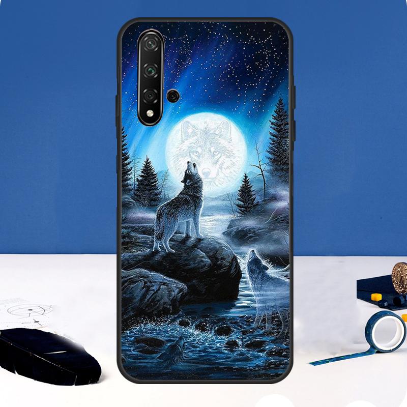 Чехол 'Воющий волк на луне' для Huawei Nova Y90 Y91 Y60 Y61 Y70 10 9 SE 11 Pro 5T 11i 8i 3i P20 P40 P30 Lite