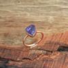 Rose Gold Plated 100% 925 Sterling Silver Raw Tanzanite Birthstone Ring Statement Jewelry