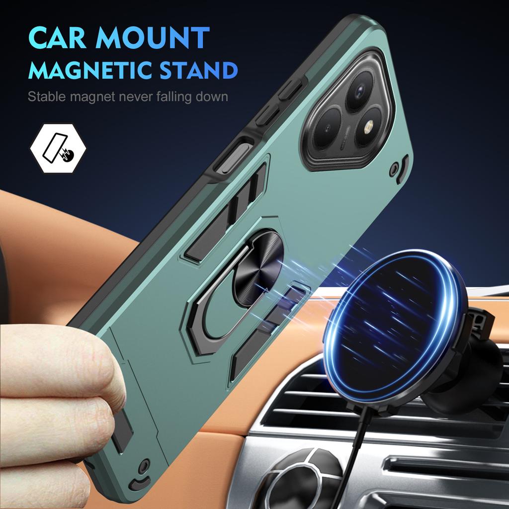 For TECNO Pova 7 4G Case PC+TPU Drop Defend Phone Cover with Ring Kickstand