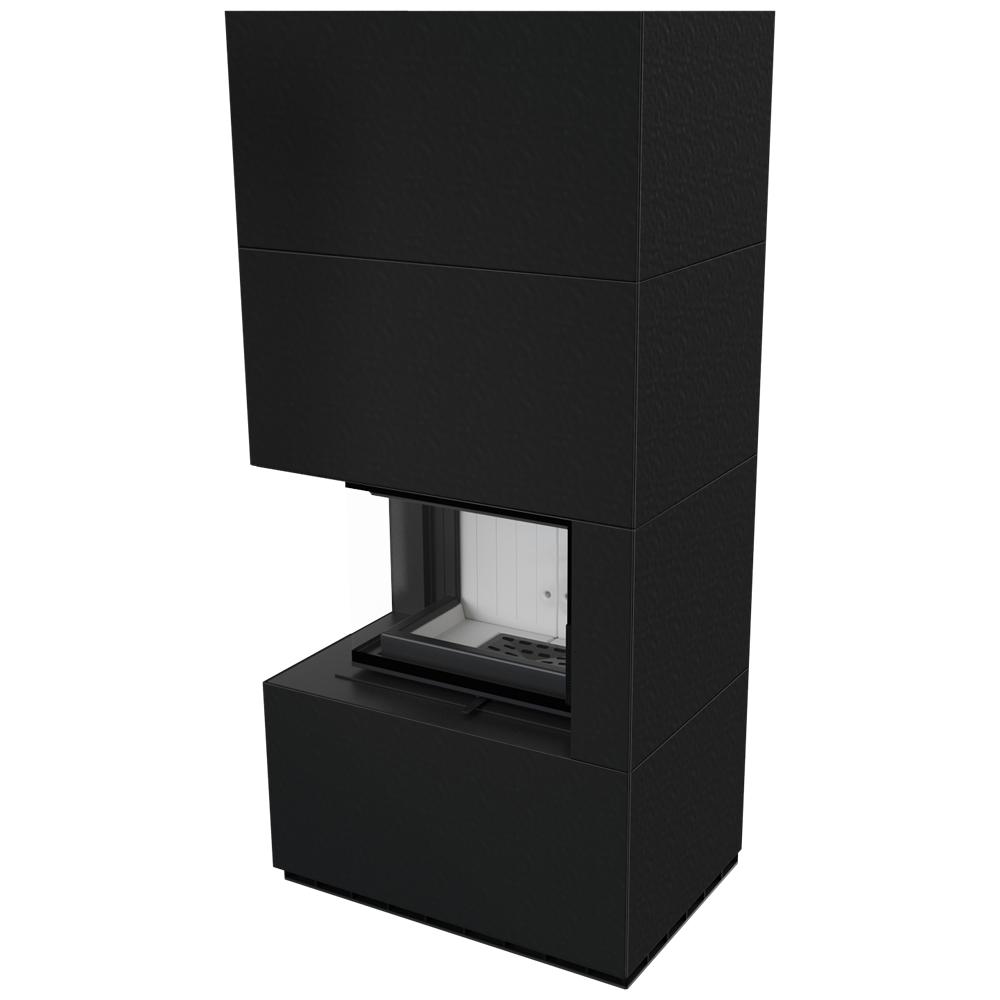 Modular Fireplace KRATKI FLOKI Left-sided 8 kW Ø 160 Granite Panels ZIMBKRATKI ABWE NERO