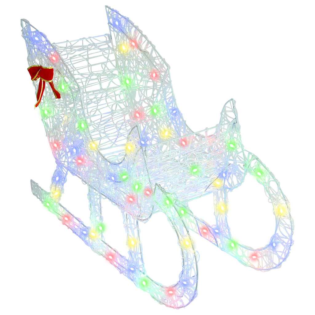 Reindeer Pull Sled with 200 LEDs Multicolored 70 x 26 x 129 cm Acrylic