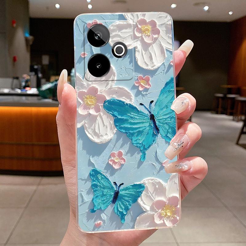 For Realme GT 7 Case For Realme GT 7 T GT7 Pro 7T Transparent Phone Cover Soft Bumper Shell Cases Luxury Butterfly Flower Casing