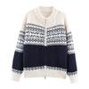 FH5152 Womens Knit Cardigan Fall Winter Premium Double Zip Jacquard Sweater