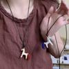 Sweater Chain Wax Rope Necklace Long PU Leather Necklace Pony Pendant Necklace  Horse Year Gift