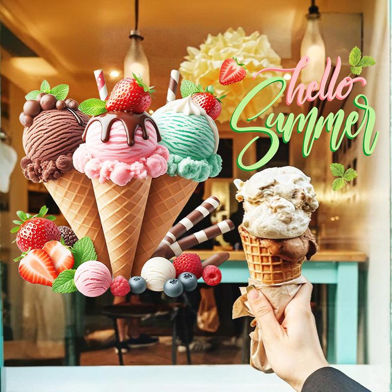 Креативные и забавные наклейки на стену с изображением мороженого - самоклеящиеся наклейки с изображением мороженого для комнат, гостиных, кухонь и домашнего декора