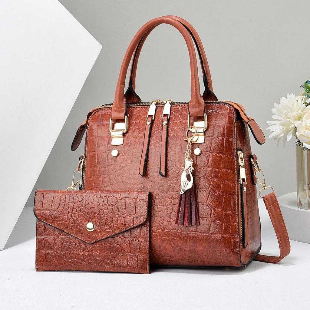 2024 Женский комплект сумок для матери и ребенка с крокодиловым узором: Вместительная, модная сумка через плечо на одно плечо