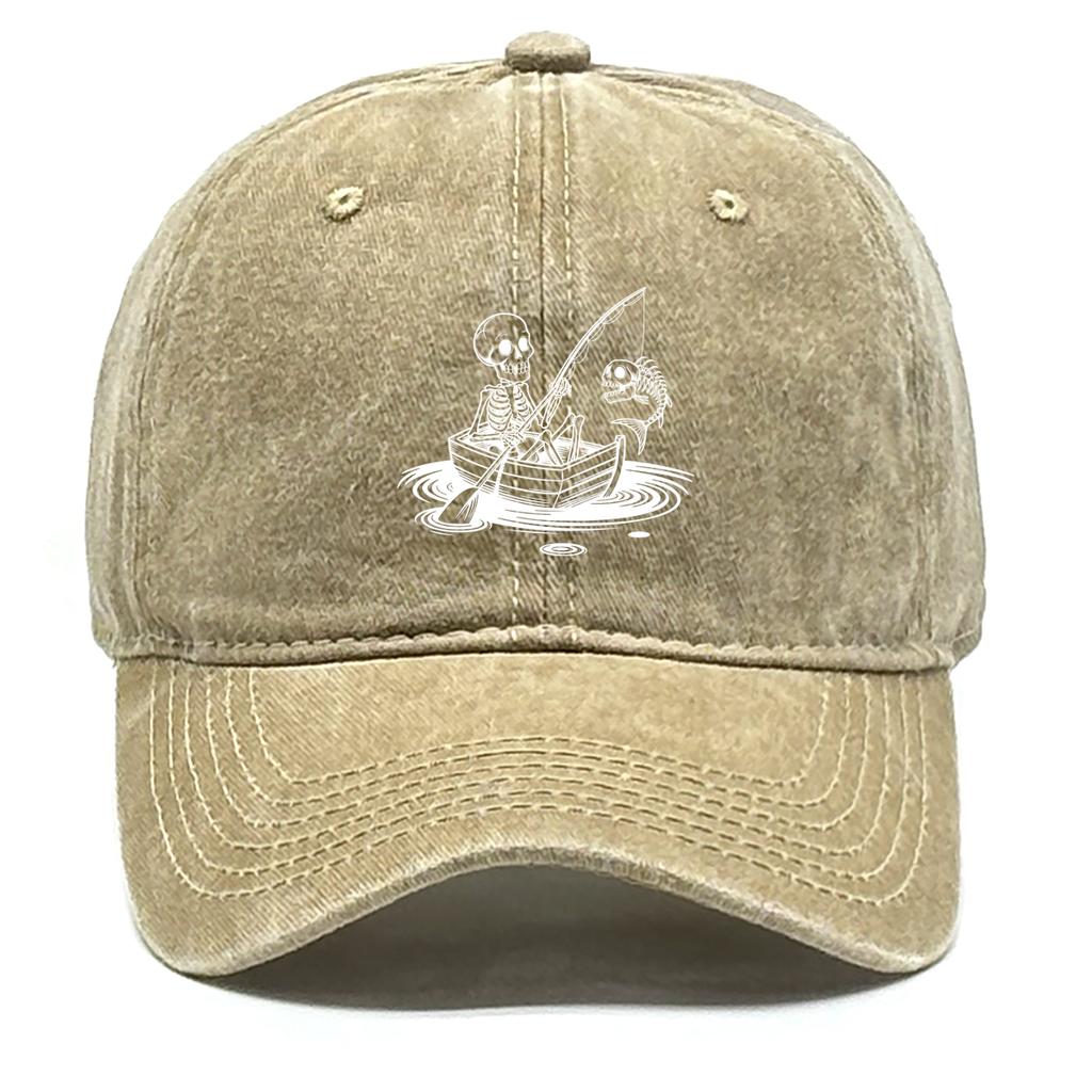 Рыбацкие черепа Выстиранные хлопковые снепбэк кепки Мужские кепки Необработанный козырек Стильная Регулируемая Бейсболка Идеально подходит для женщин и мужчин