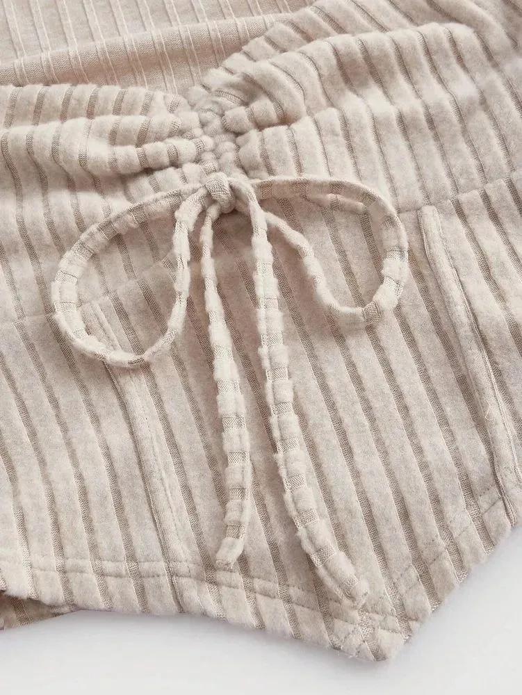 Укороченный топ с длинным рукавом Phumee с вырезом «сердечко», рукавами-клеш и рубчатой вязкой A1933