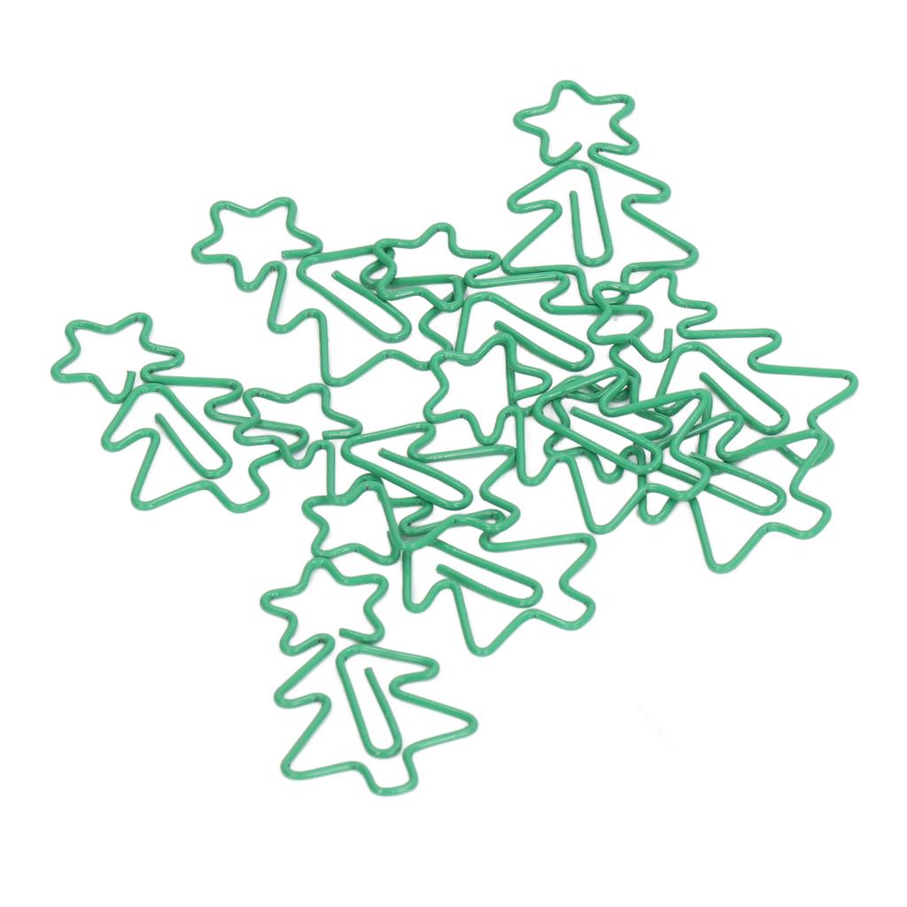 100 Pcs Shaped Paper Clips Green Christmas Tree Shape Metal Electroplating Process Portable Office C