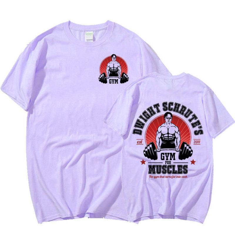 Дуайт Шруте Тренажерный Зал для Мышц Двусторонняя Футболка Телесериал Офис Майкл Скотт Футболки с Короткими Рукавами Мужская Хлопковая Футболка
