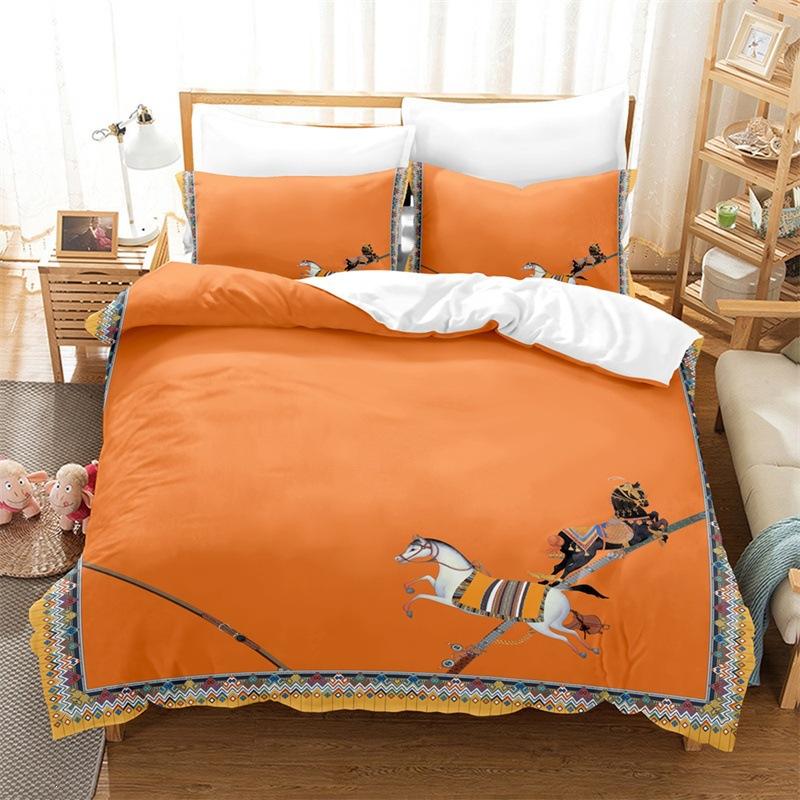 European retro style Microfibre Bedding Sets,Retro Print Bed Linen with Zip Room Decor Duvet Cover for Teenagers adult 2/3-Piece