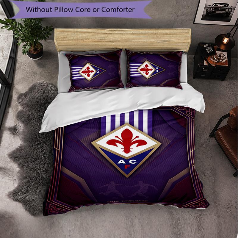 Fiorentina FC Themed Bedding 3Pcs Duvet Cover Set Decorative Bed Linen For Teen Room Home Decoration