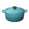 Le Creuset Cast Iron Enamel Cocotte Ronde Pot, 24 Cm, Caribbean Blue, Gas, Induction, and Oven Compatible [Official Japanese Product]