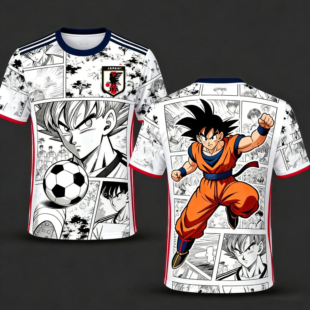 2026 Новая Bandai Японское Аниме Dragon Ball Сон Гоку X Национальная Сборная Японии Индивидуальная Футбольная Майка Мужская Спортивная Детская