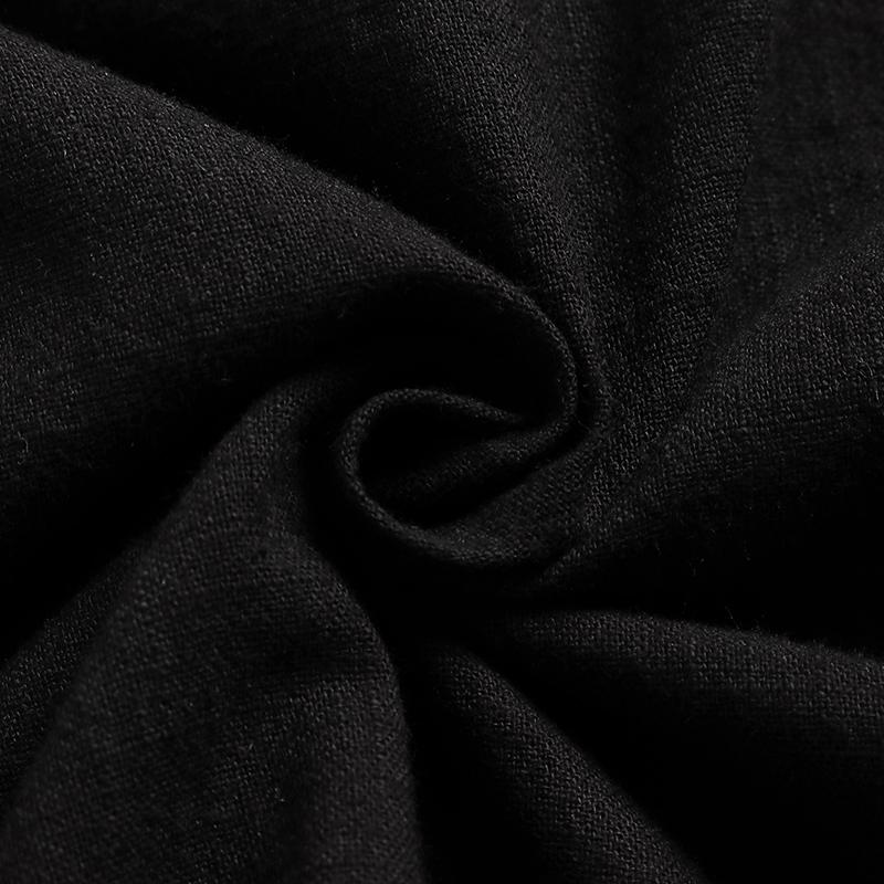 Spring Vintage Men Casual Shirt Stand Collar Long Sleeve Solid Color Tops Streetwear