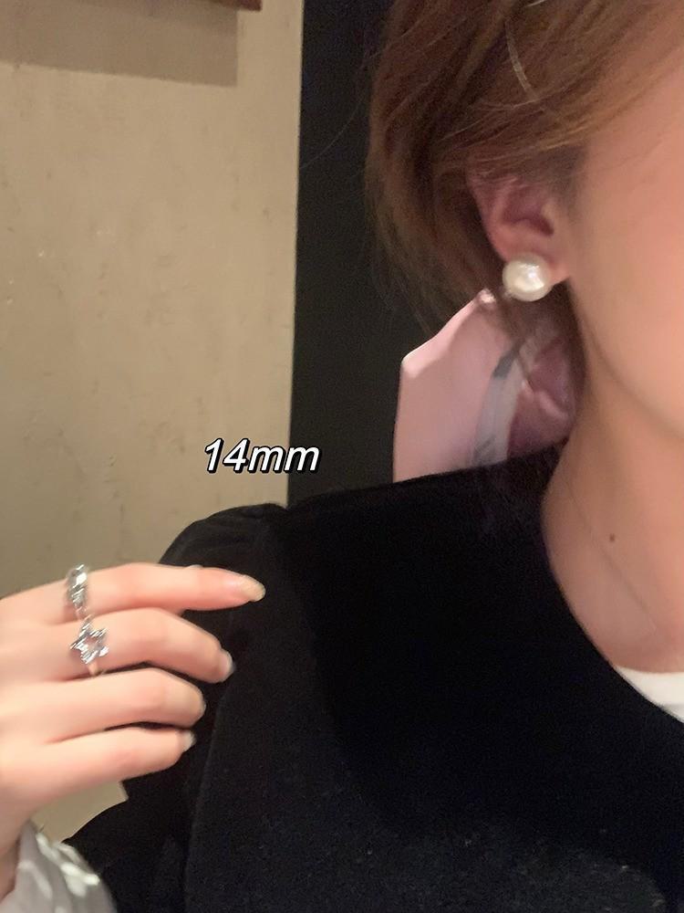 Элегантные круглые серьги с жемчугом Шицзя для женщин — стильный дизайн с клипсами