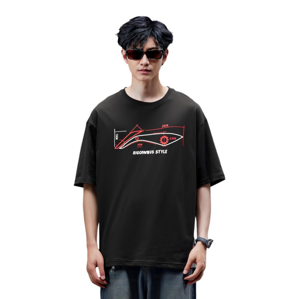 Li-Ning Футболка с коротким рукавом и круглым вырезом, мужская, цвет черный, красный, AHSR543-7