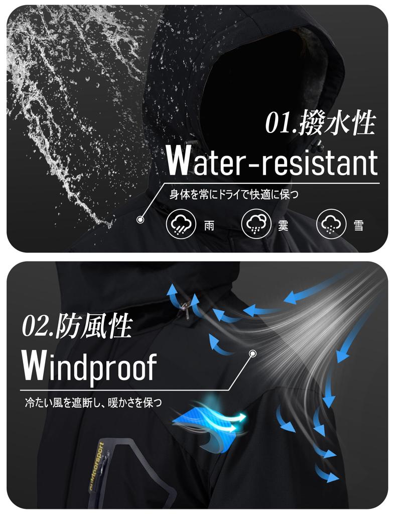 MAGCOMSEN Winter Mountain Softshell Size XL Size Men's Parka, Jacket, Breathable, Military-Grade, Black, (Japan M)