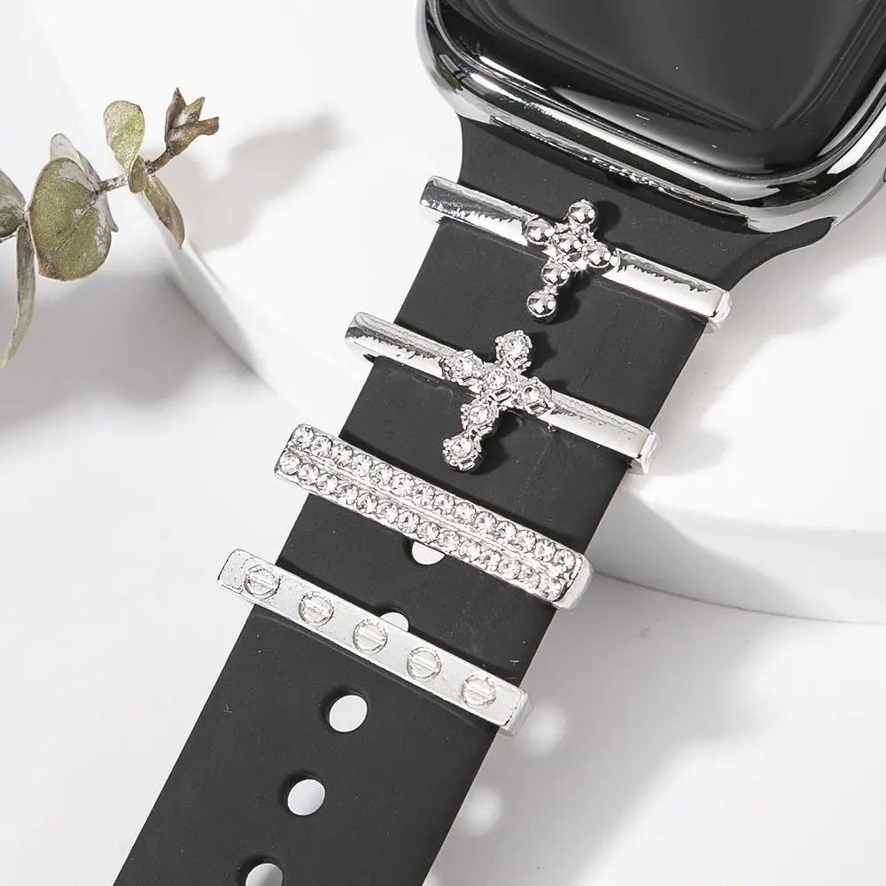 4 шт. Украшение для ремешка часов для Apple Watch Модное кольцо-декор в форме цветка и сердца для аксессуара ремешка iwatch Браслет-подвески