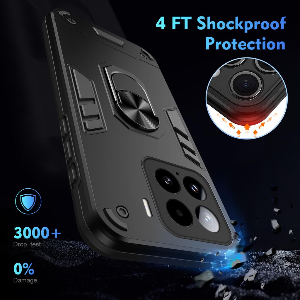 Чехол военного класса для Xiaomi 17T 15T Pro Mi 15 5G Защитная крышка Ударопрочный Держатель-кольцо Подставка Fundas Coque