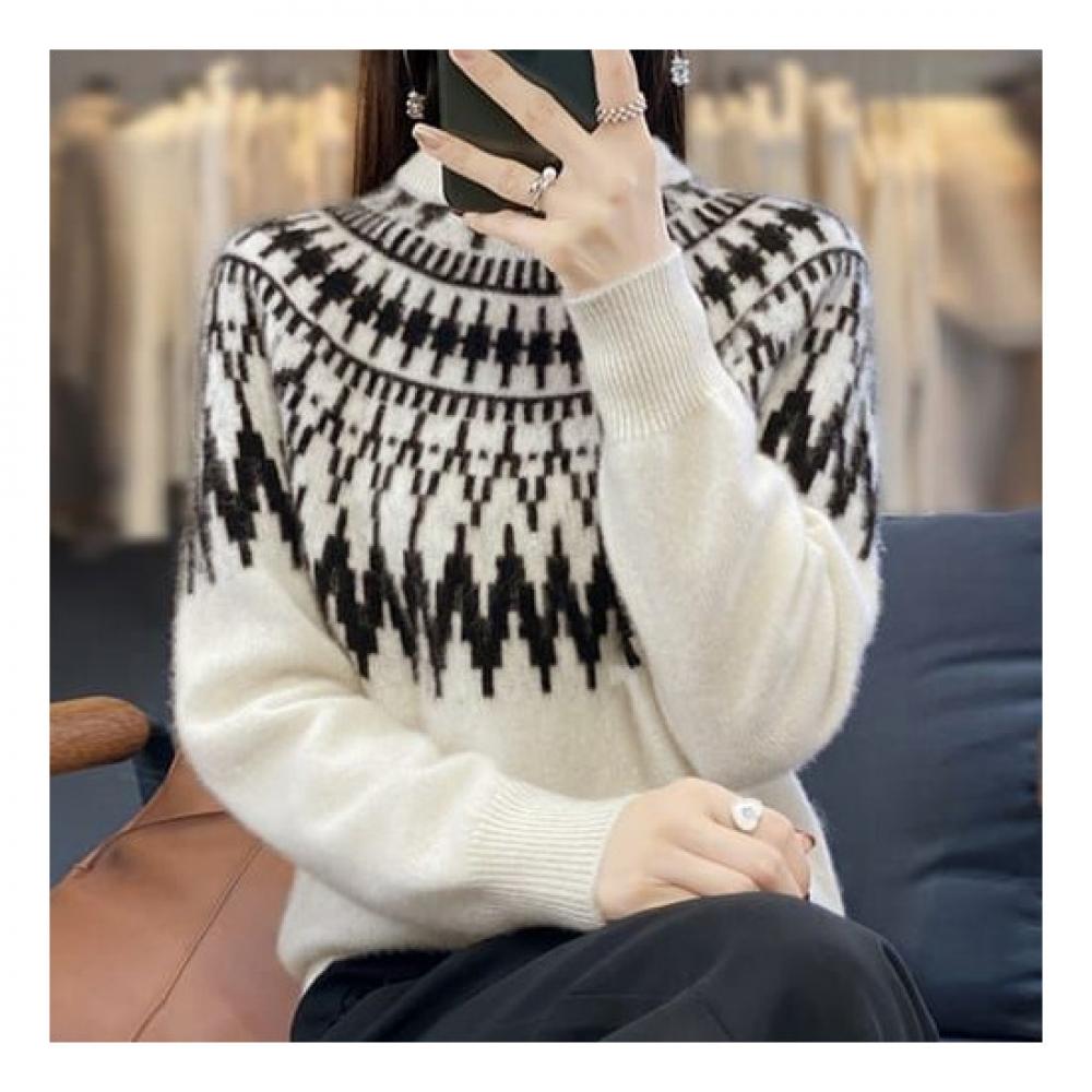 Navava Nk1933 Retro Pattern Soft Long Sleeve Knit