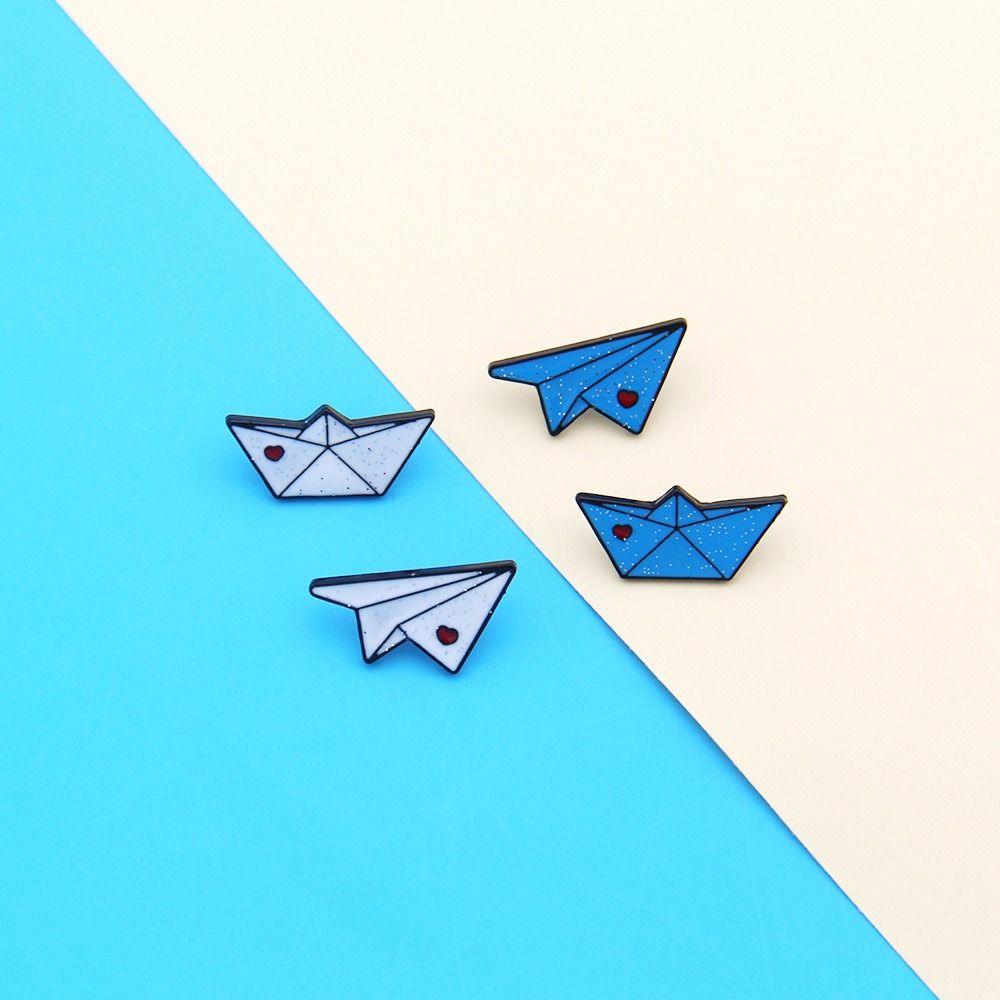 Boat Paper Plane Enamel Pins Dripping Oil Creative Childhood
