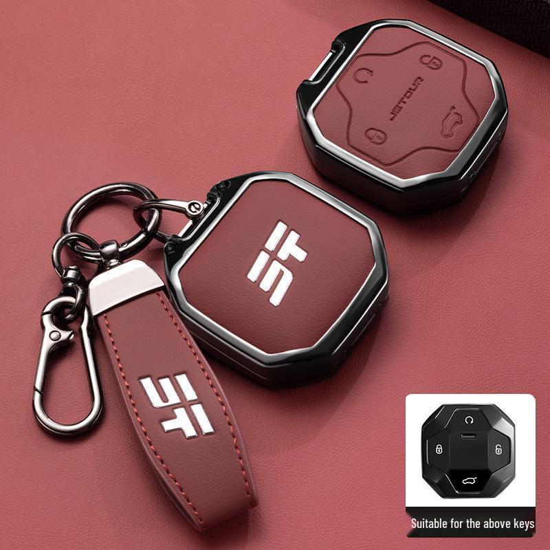 Чехол для ключа Jetour Traveler и Chery Shan Hai T2: 25 совместимых моделей, полное металлическое покрытие и пряжка.